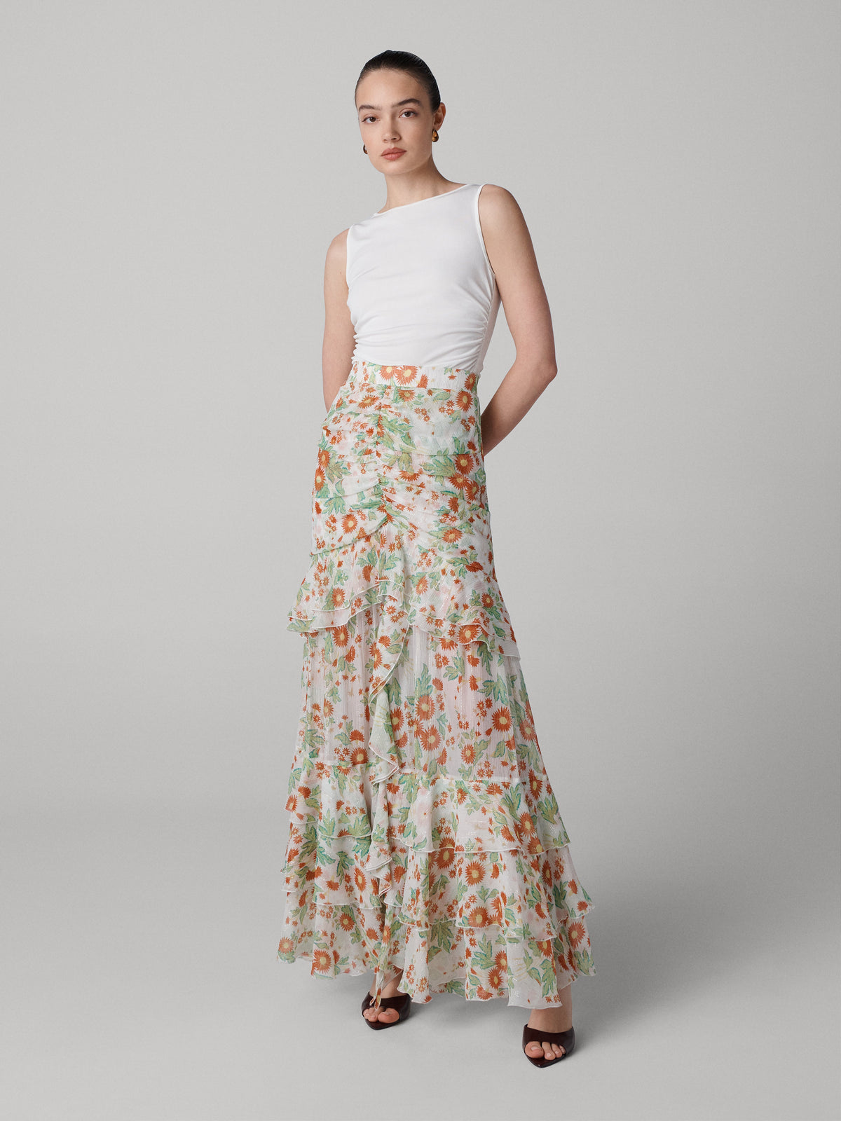 Thea Silk Chiffon Skirt